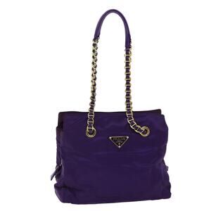PRADA Chain Shoulder Bag Nylon Purple